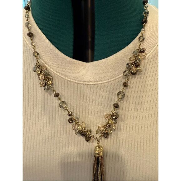 White House Black Market Crystal and Metal tassel Necklace - Picture 8 of 8